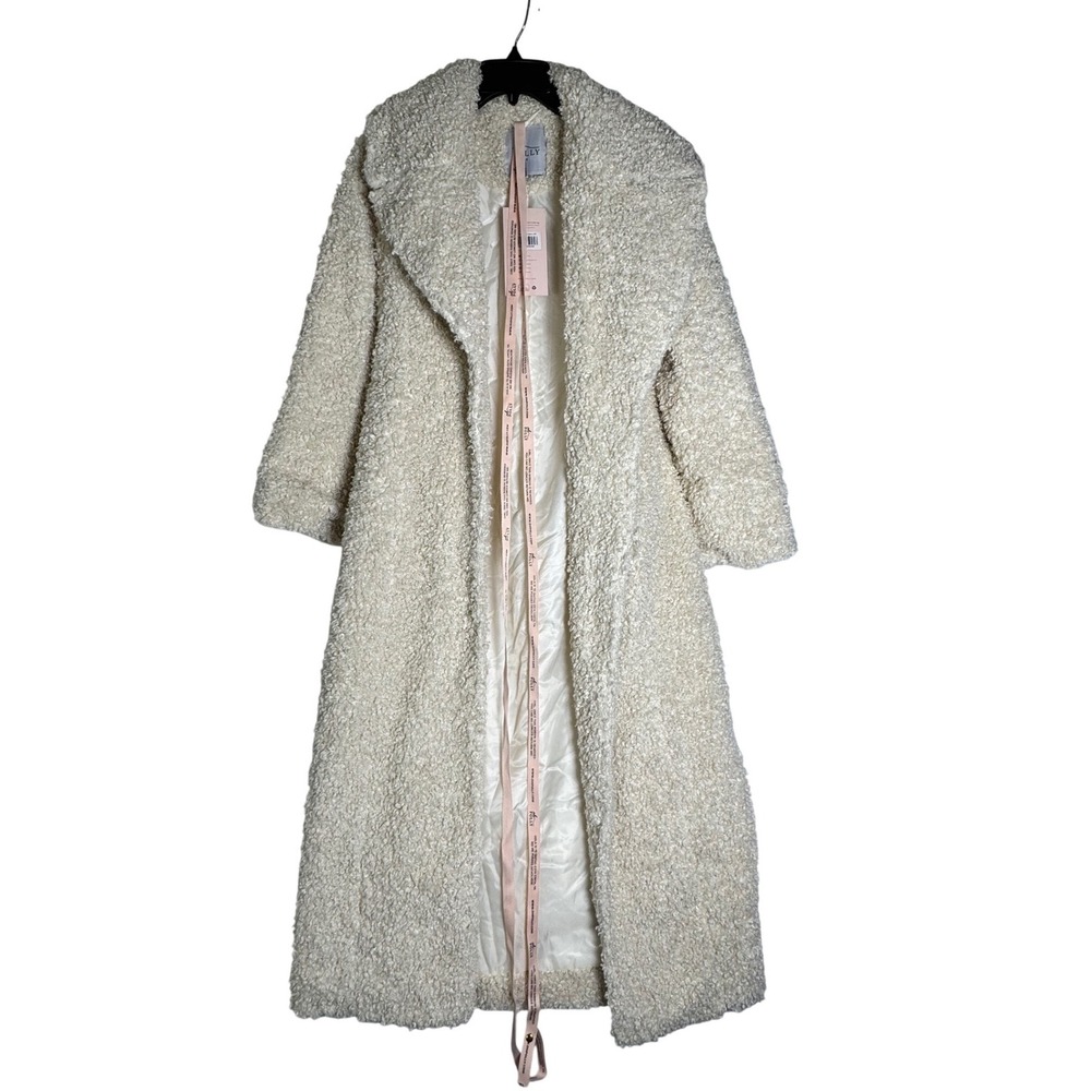 Oh Polly Cream Teddy Borg Faux Fur Longline Maxi Coat XS Ivory NWT - Picture 6 of 12